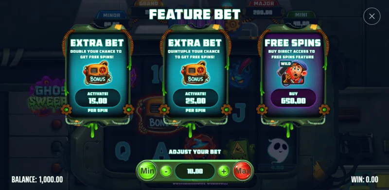 Ghost Sweeper - finestra di acquisto bonus con opzioni di prezzo